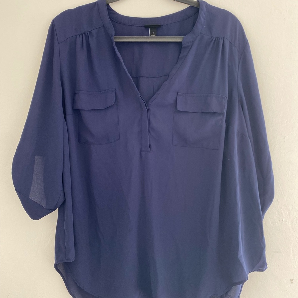 Torrid-- Size 2-- Navy Blue Chiffon Blouse